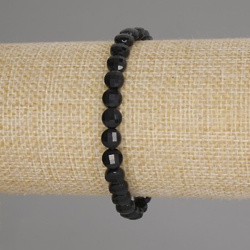 Bracelet with Faceted Tourmaline Coins, 6mm Diameter, 18cm Length, Stretch