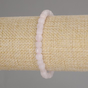 Pink Quartz Bracelet with Faceted Cubes, 5x5 mm, 18 cm Length, Stretch Bracelet