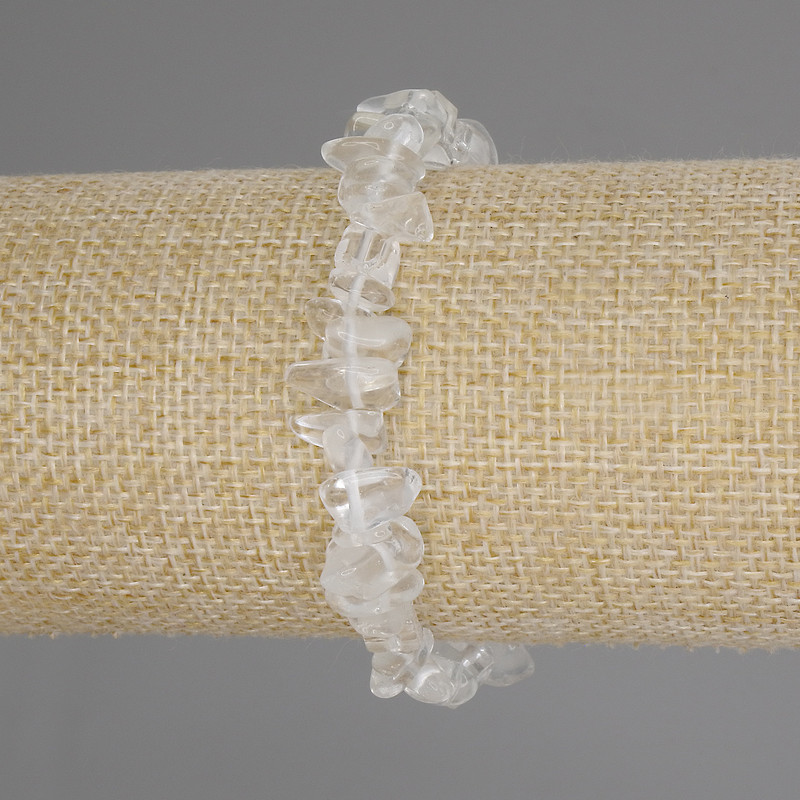 Bracelet Mountain Crystal Chip, diameter 6-9×3-6 mm, length 18 cm, stretch