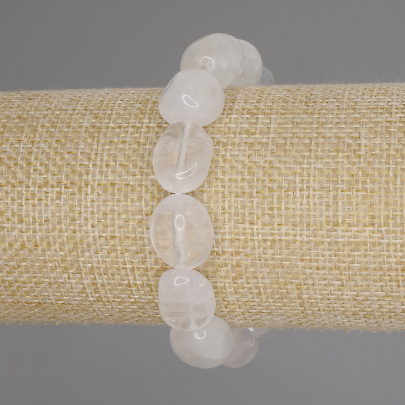 Mountain Crystal Faceted-Bead Bracelet, diameter 13-15×12-13 mm, length 18 cm ± stretchy