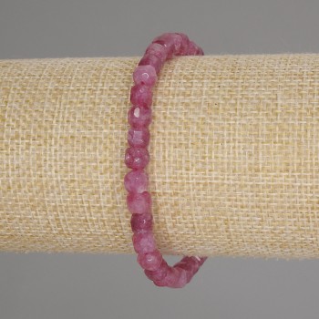 Tourmaline Faceted Cube Bracelet, 5x5 mm diameter, 18 cm length, stretch