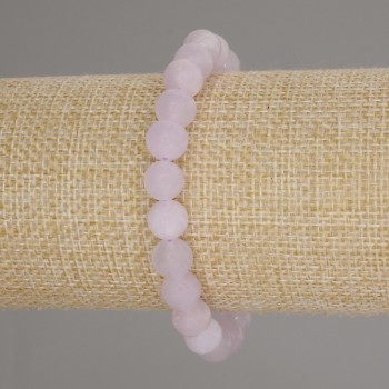 Kunzite Bracelet with Smooth Beads, 8 mm Diameter, 18 cm Length, Stretch