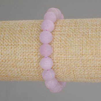 Kunzite Bracelet with Smooth Beads, 10 mm Diameter, 18 cm Length, Stretch