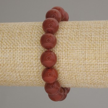 Carnelian bracelet with smooth beads, 12 mm diameter, 18 cm length, elastic