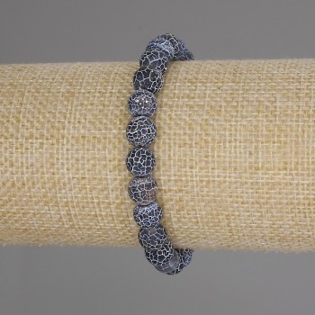 Bracelet Frosty Agate, Smooth Bead, 8 mm Diameter, 18 cm Length ± Stretch