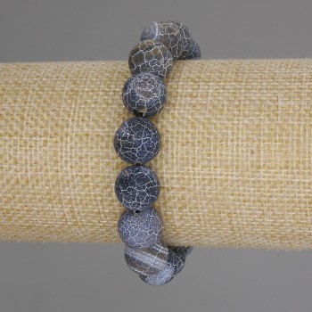 Bracelet Frosty Agate Smooth Bead, 12 mm diameter, 18 cm length, stretchy