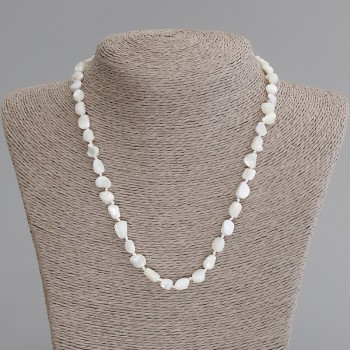 Faceted Mother-of-Pearl Necklace, diameter 7-9×6-7 mm, length 50 cm ± with clasp