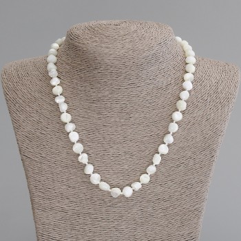Mother-of-Pearl Nugget Bead Necklace, 8x8 mm diameter, 50 cm length, with clasp