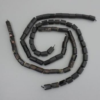 Tourmaline beads, polished stones, diameter 14–16×11–13 mm, on a thread, length 39 cm+