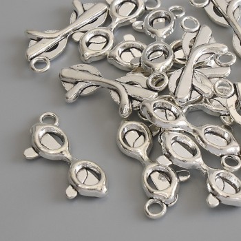 Pendant 'Glasses' in Silver Metal Color, Diameter 23x9 mm, Packaging 15 pcs