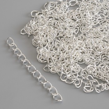 Jewelry Findings: Additional Extension Chain 4.5–5 cm +/- Silver Finish, 40 pcs (20 g +/-)