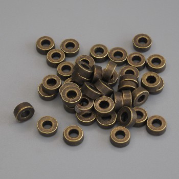Bead insert findings, bronze metal color, diameter 6x2.5 mm, hole diameter approx 3 mm, packaging 42 pcs