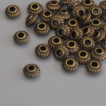 Bronze bead insert findings, bronze color, 5×3 mm, hole diameter approx. 2.2 mm, packaging 34 pcs