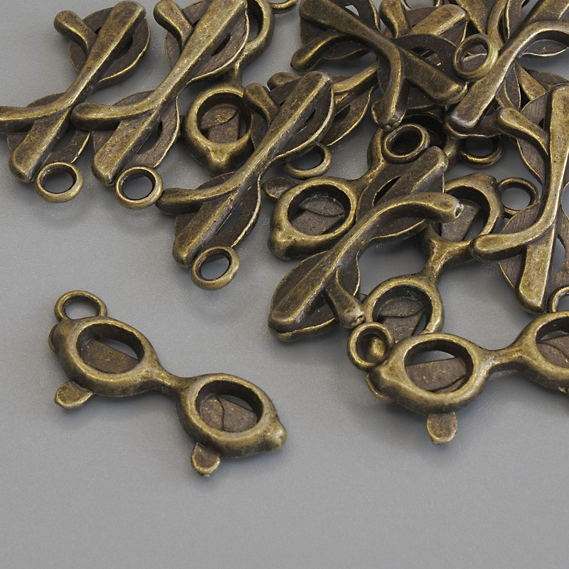 Pendant 'Glasses' in bronze-colored metal, diameter 23×9 mm, packaging 15 pcs