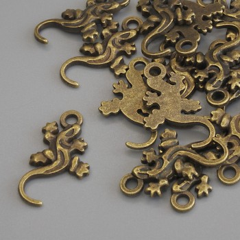 Salamander pendant, bronze metal color, diameter 22×12 mm, packaging 15 pcs