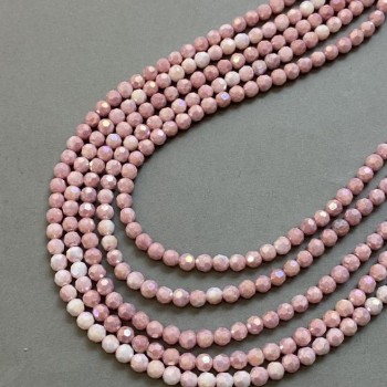 Beads Czech Crystal Pink Multicolor with Gasoline Finish on Thread, Faceted Bead, Diameter 6mm + -, Length 38cm +