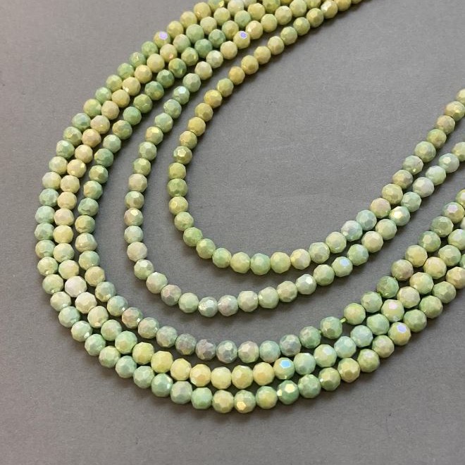 Czech Crystal Beads Multicolor with Gasoline Spray Finish on Thread, Faceted Bead, 6mm Diameter + -, Length 38cm +