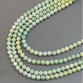 Lime Green Multicolor Czech Crystal Beads on Thread, Faceted Round Bead, 8mm Diameter, 38cm Length