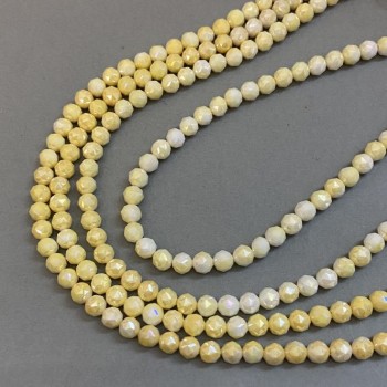 Beads Czech Crystal Yellow on thread, faceted ball, 8 mm diameter, 38 cm length