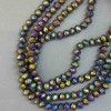 Czech Crystal Beads on Beading Thread Multicolor with Gasoline Finish, Faceted Rondelle, diameter 8x6 mm + -, length 39 cm +