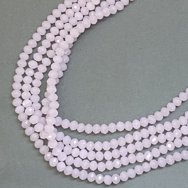 Pink Matte Czech Crystal Beads on Fishing Line, 6x5mm Diameter + -, 41cm Length +