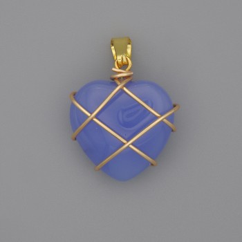 Pendant Heart in Aquamarine Weave 21×21 mm, diameter 30 mm