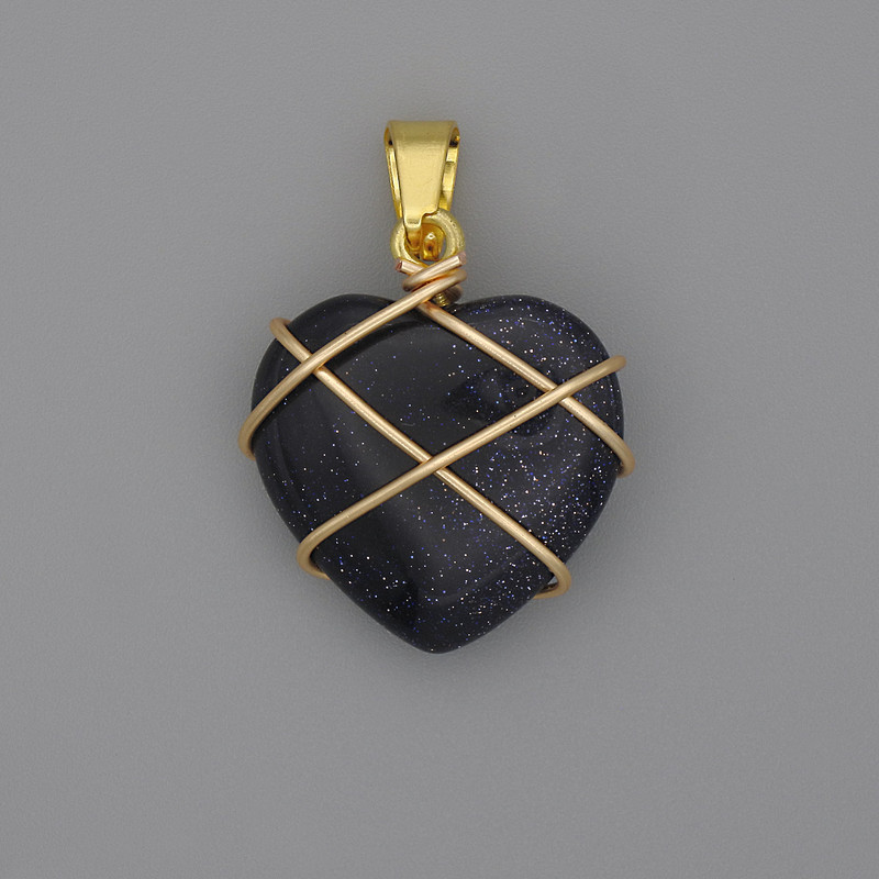 Heart Pendant in Weave Aventurine Cairo Night, 21x21 mm +/-, diameter 30 mm +/-