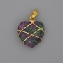 Pendant 'Heart' in Zoisite Wire-Wrapped 21x21mm+-, diameter 30mm+-