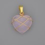 Pendant 'Heart in a Weave' Pink Quartz 21x21 mm, 30 mm diameter