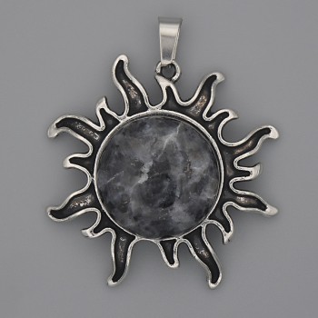 Labradorite Sun Pendant, 39 mm, 46 mm long