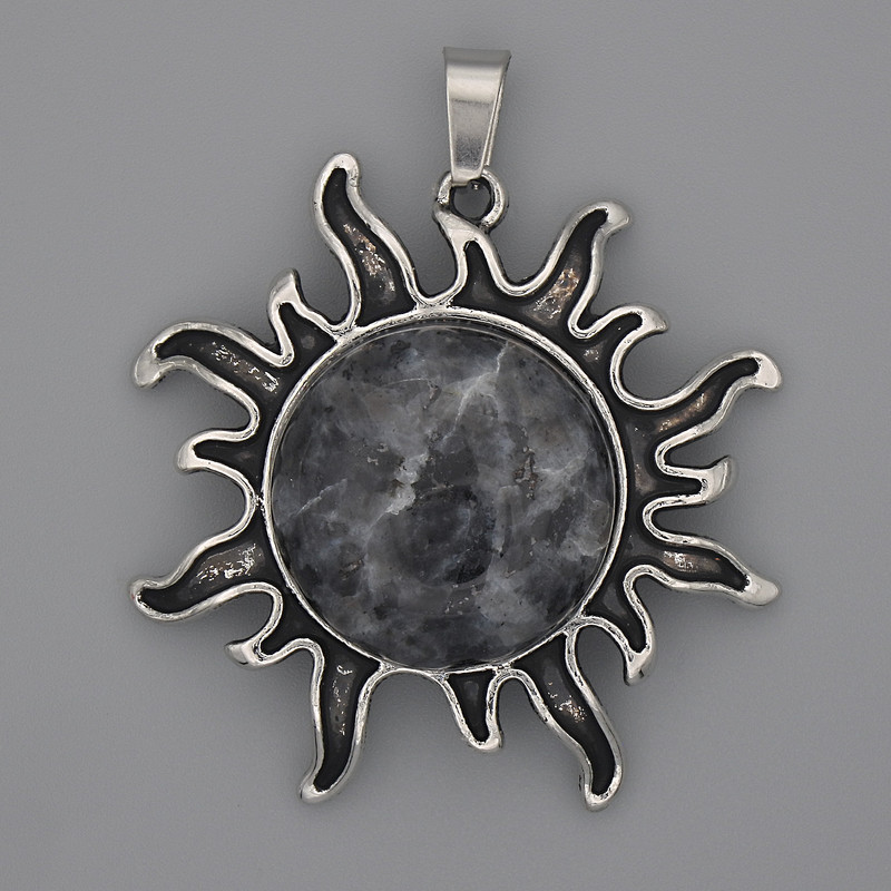 Labradorite Sun Pendant, 39 mm, 46 mm long