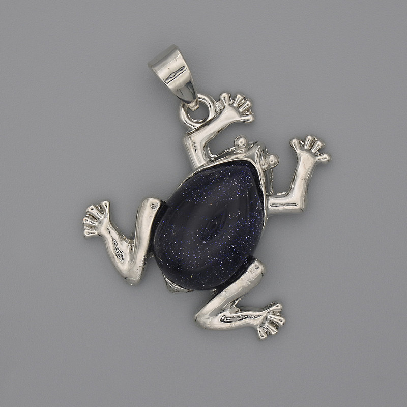 Frog Pendant Aventurine Cairo Night 29x28mm+-, length 37mm+-