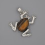 Pendant Frog Tiger's Eye 29x28mm +/-, length 37mm +/-