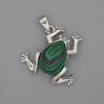 Malachite Frog Pendant 29×28 mm, length 37 mm ±