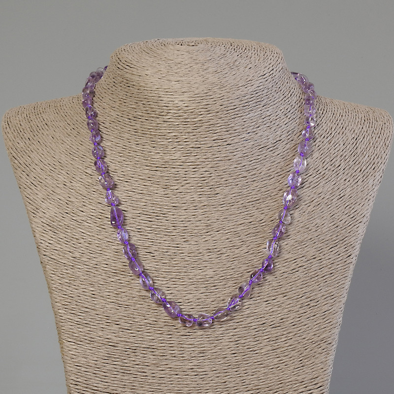 Beaded necklace of natural amethyst, faceted, diameter 7-9×6-7 mm, length 50 cm +/- with clasp