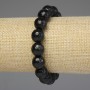 Black Agate Bracelet with Faceted Beads 12 mm, Length 18 mm, Stretch