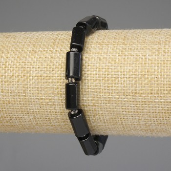 Bracelet with faceted tourmaline 12x7-8 mm, beads 3 mm, elastic, length approx. 18 cm