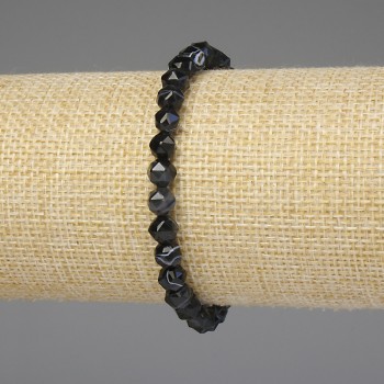 Faceted agate bracelet, 6mm ±, length 18mm ±, stretch