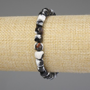 Faceted Agate Cube Bracelet 6.5×6.5 mm, 18 mm length, stretch