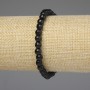 Black Agate Bracelet with Faceted Beads 6 mm, 18 cm Length, Stretch