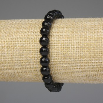 Black Agate Bracelet with Faceted Beads 8 mm +-, length 18 mm +-, stretch