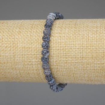 Frosty Blue Agate Bracelet, smooth 6mm beads, length 18mm, stretch