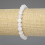 Bracelet of Frosty White Agate, Smooth 8mm Beads, Stretchy, 18 cm Length
