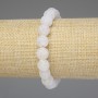 Bracelet with White Frosted Agate, Smooth Beads 10mm, Length 18mm +/- Stretch