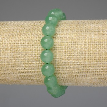 Nephrite Bracelet Smooth Bead 10mm +-, Length 18mm +-, Stretch