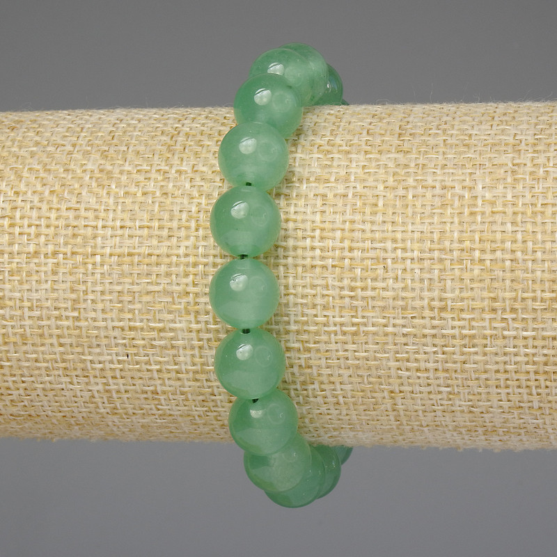 Nephrite Bracelet Smooth Bead 10mm +-, Length 18mm +-, Stretch
