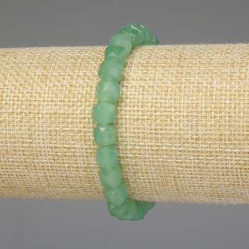 Nephrite Bracelet with Faceted Cubes 7×7 mm, length ~18 cm, stretch
