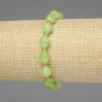 Bracelet Chrysoprase 'Olivine' Faceted Beads 9x8 mm ±, 3 mm beads ±, length 18 mm ±, stretch