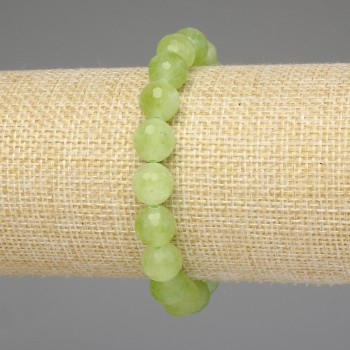 Bracelet Chrysoprase Olivine Faceted Bead 10mm +-, length 18mm +- stretch