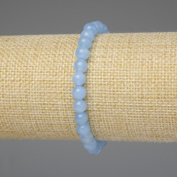 Aquamarine Bracelet Smooth Bead 6mm, Length 18mm, Stretch